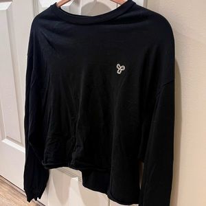 Aritzia TNA Plain Cropped Long Sleeve Crewneck with Small Embroidered Logo